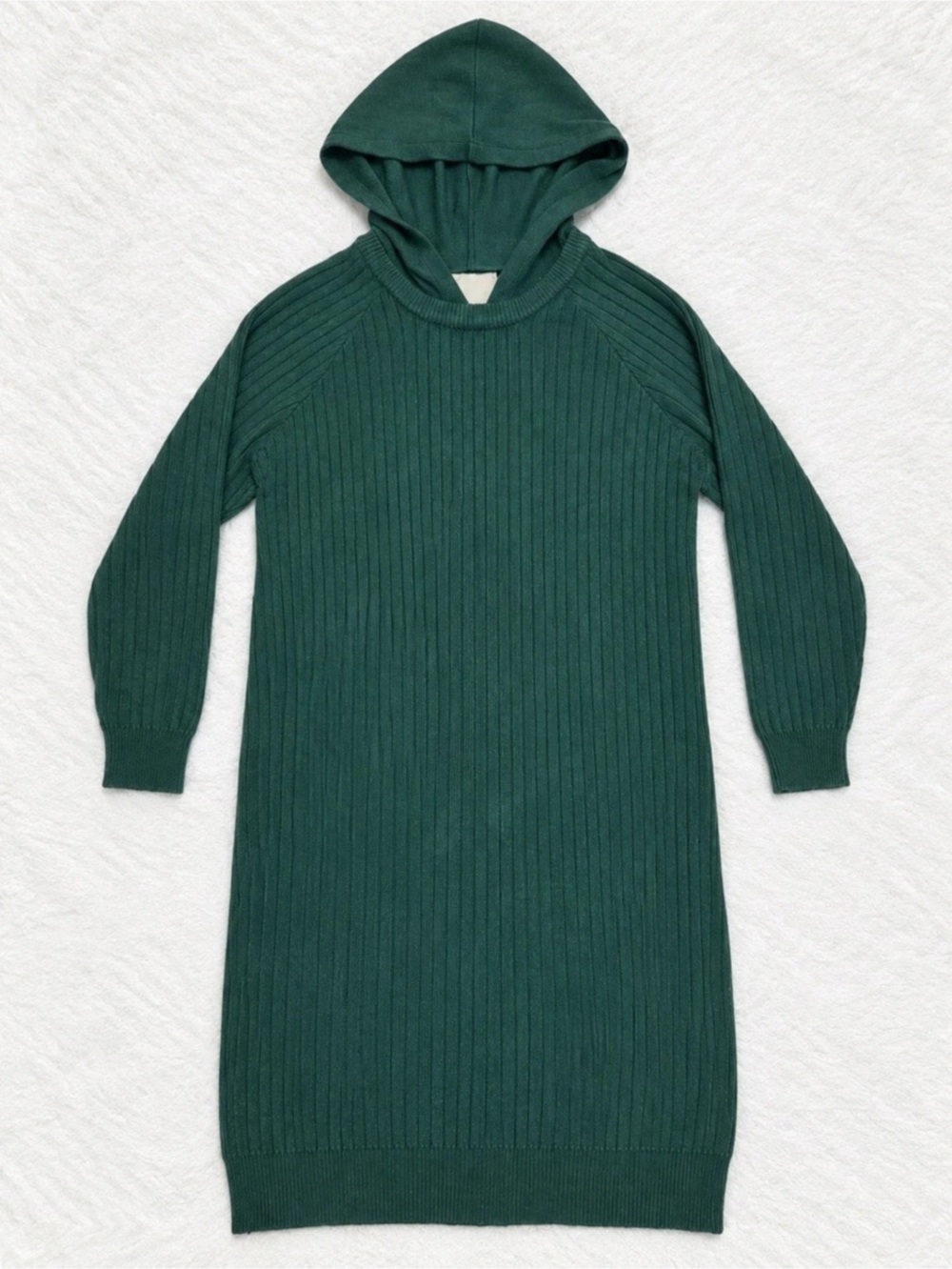 Anthropologie Green Hooded Ribbed Midi Dress Size 2X